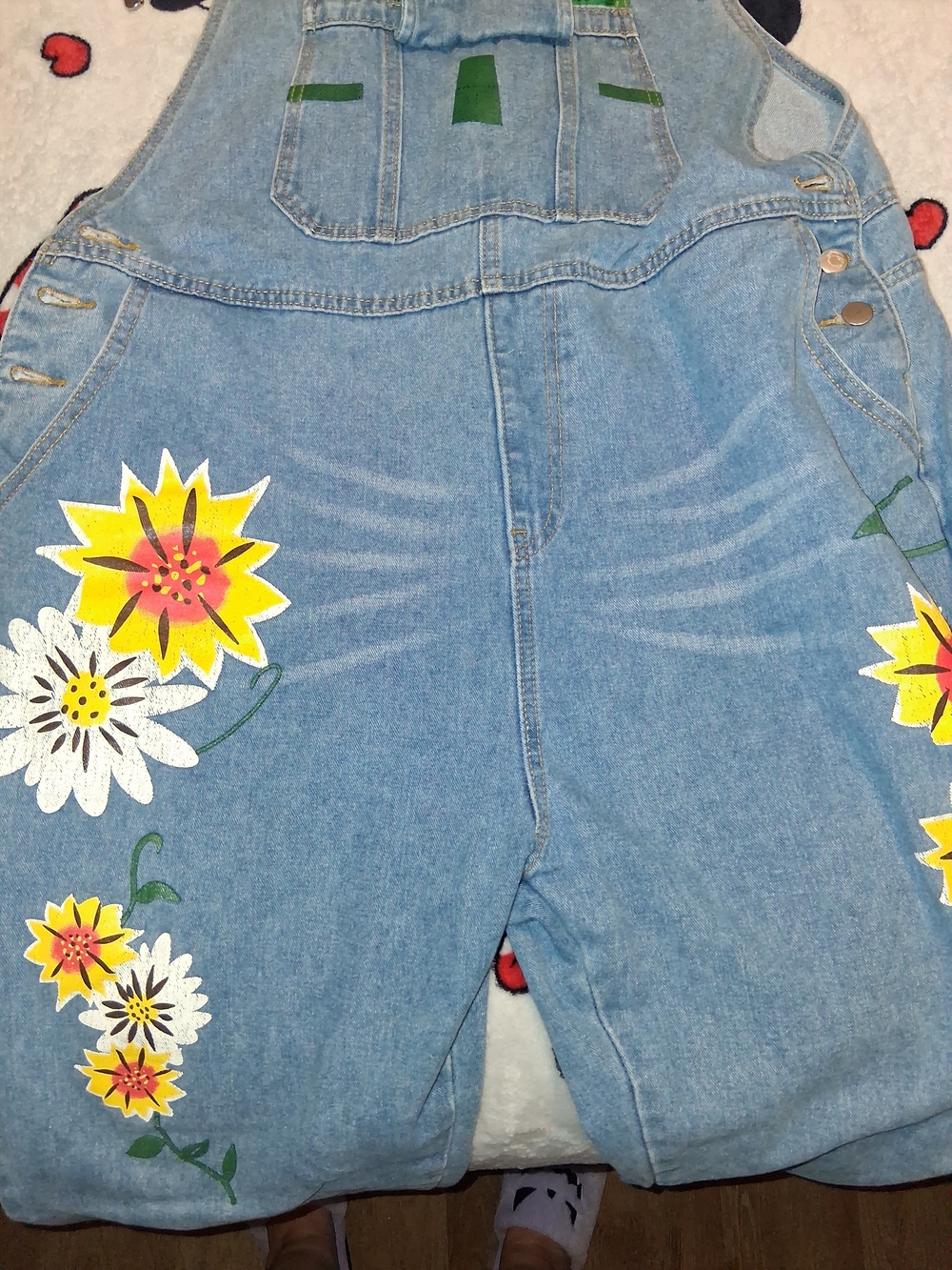 Light Blue Floral Embroidered Women’s Denim Overalls